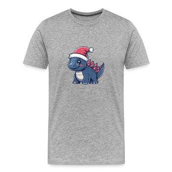 Dinosaure Stegosaurus Noël Mignon - T-shirt bio Premium Homme - gris chiné - Devant - Damien (186cm)