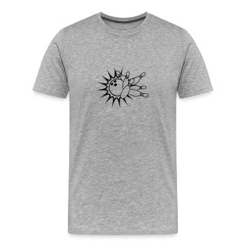 bowling pins umwerfen strike treffer sport verein - Männer Premium Bio T-Shirt - Grau meliert - Vorne - Damien (186cm)