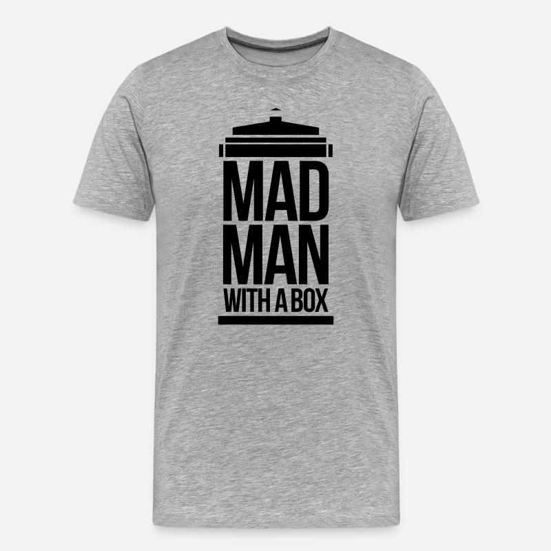 Mad man with a box - Männer Premium Bio T-Shirt - Grau meliert