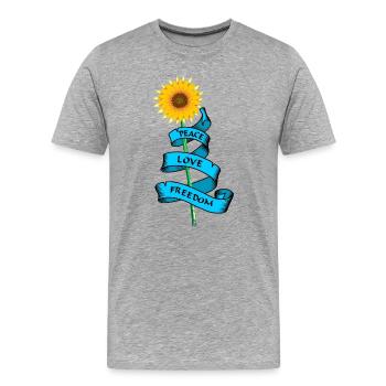 SunflowerPeace aime la liberté - T-shirt bio Premium Homme - gris chiné - Devant - Damien (186cm)