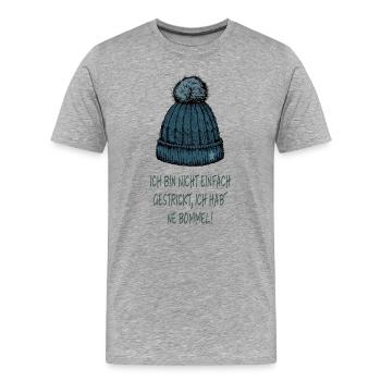 Je ne suis pas juste tricotée – pompon disant - T-shirt bio Premium Homme - gris chiné - Devant - Damien (186cm)