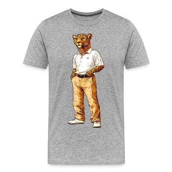 Leopard Fan - Men's Premium Organic T-Shirt - heather grey - Front - Damien (186cm)