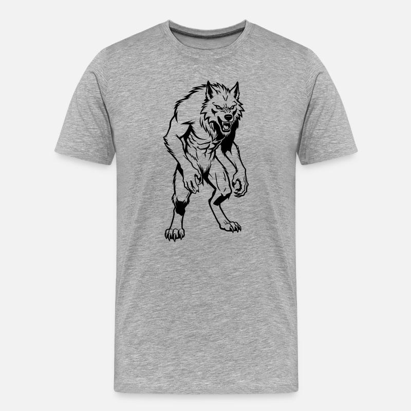 Werwolf - Männer Premium Bio T-Shirt - Grau meliert