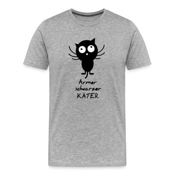 armer schwarzer Kater - Männer Premium Bio T-Shirt - Grau meliert - Vorne - Damien (186cm)