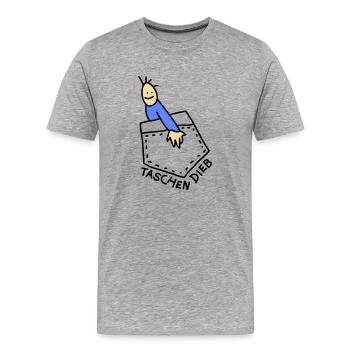Dieb lustig (b) - Männer Premium Bio T-Shirt - Grau meliert - Vorne - Damien (186cm)