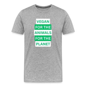 Veganer Stil mit Herz: Einzigartiges Design - Männer Premium Bio T-Shirt - Grau meliert - Vorne - Damien (186cm)
