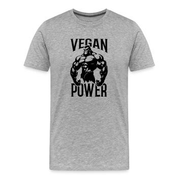 Gorilla Vegan Power - T-shirt bio Premium Homme - gris chiné - Devant - Damien (186cm)
