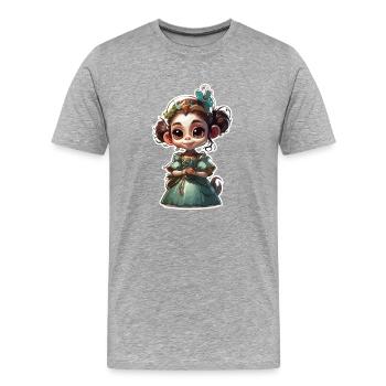 Singe mignon / Fille de singe / Mignon / noeud de cheveux - T-shirt bio Premium Homme - gris chiné - Devant - Damien (186cm)