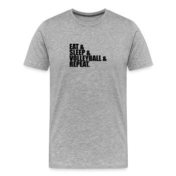 texte manger sommeil répéter manger dormir répéter - T-shirt bio Premium Homme - gris chiné - Devant - Damien (186cm)