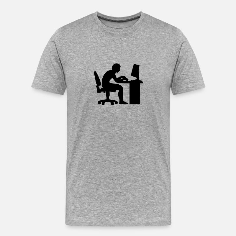 Büro Computer - Männer Premium Bio T-Shirt - Grau meliert