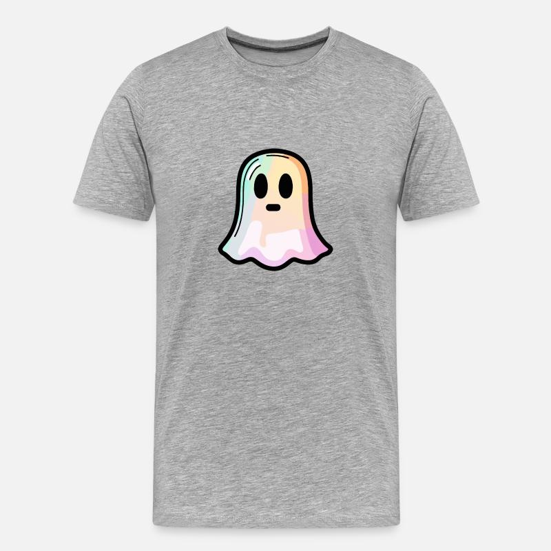 Geist Halloween Comic Süß - Männer Premium Bio T-Shirt - Grau meliert