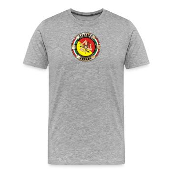 Sicily emblem - Men's Premium Organic T-Shirt - heather grey - Front - Damien (186cm)