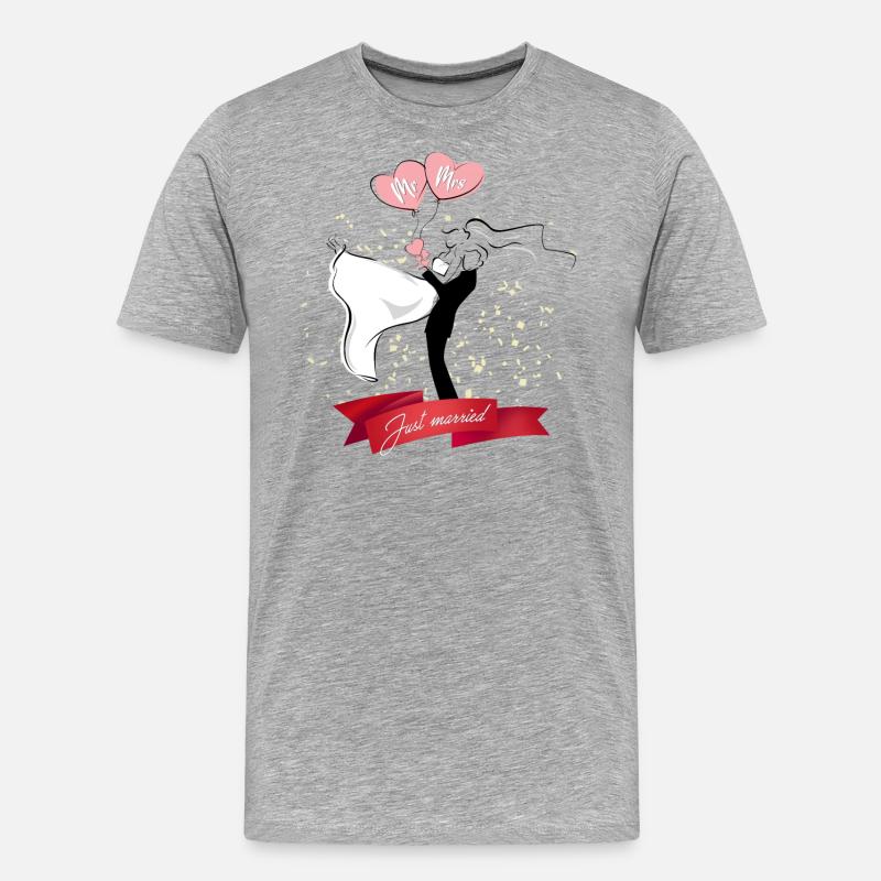 Geschenkidee zur Hochzeit oder zum Hochzeitstag - Männer Premium Bio T-Shirt - Grau meliert