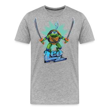 TMNT Mutant Mayhem Turtle Leo - Men's Premium Organic T-Shirt - heather grey - Front - Damien (186cm)