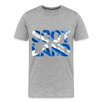 Schottland Tartan Schriftzug Dudelsack Highlands - Männer Premium Bio T-Shirt - Grau meliert - Vorne - Damien (186cm)
