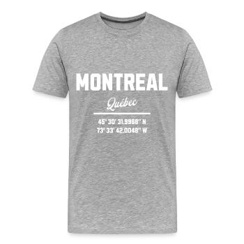 Koordinaten Von Montreal Quebec - Männer Premium Bio T-Shirt - Grau meliert - Vorne - Damien (186cm)