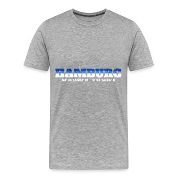 Hamburger Koordinaten Hamburg - Männer Premium Bio T-Shirt - Grau meliert - Vorne - Damien (186cm)
