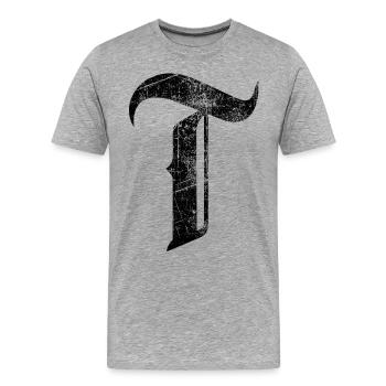 Tshirt alphabet initial T - T-shirt bio Premium Homme - gris chiné - Devant - Damien (186cm)