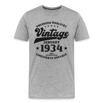 90th Birthday Legend Vintage 1934 Vintage - Men's Premium Organic T-Shirt - heather grey - Front - Damien (186cm)
