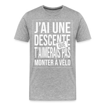 j'ai une descente cadeau homme humour alcool vélo - T-shirt bio Premium Homme - gris chiné - Devant - Damien (186cm)