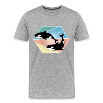 Wal - Männer Premium Bio T-Shirt - Grau meliert - Vorne - Damien (186cm)