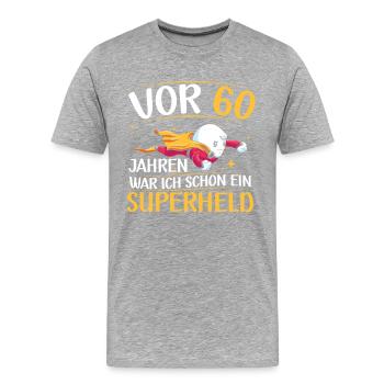 60 Jahren war ich der schnellste 60. - Männer Premium Bio T-Shirt - Grau meliert - Vorne - Damien (186cm)