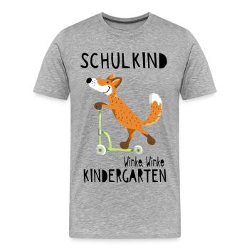 Schulkind und winke Kindergarten - Einschulung - Männer Premium Bio T-Shirt - Grau meliert - Vorne - Damien (186cm)