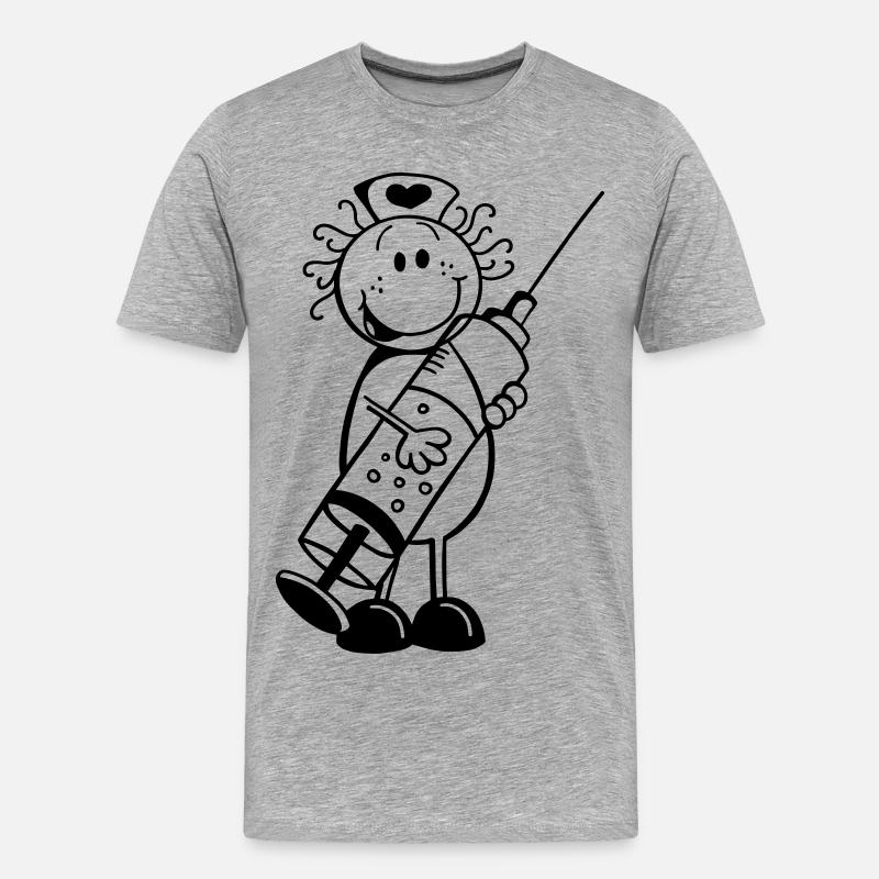 Krankenschwester Strichmännchen - Geschenk - Männer Premium Bio T-Shirt - Grau meliert