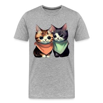 Meilleurs amis chats - T-shirt bio Premium Homme - gris chiné - Devant - Damien (186cm)