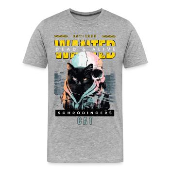 Schrödinger's Cat - Wanted Dead and Alive - Men's Premium Organic T-Shirt - heather grey - Front - Damien (186cm)