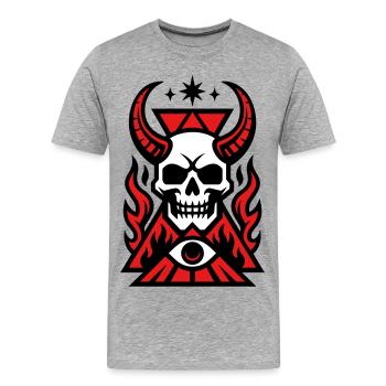 Crâne occulte Art graphique - T-shirt bio Premium Homme - gris chiné - Devant - Damien (186cm)
