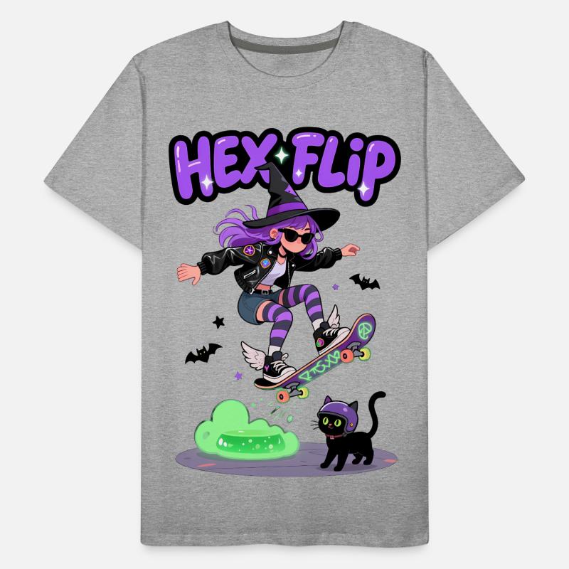 Hex Flip Witch Skateboard Design Men's Premium Organic T-Shirt