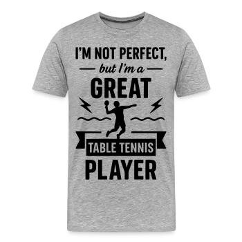Super joueur de tennis de table drôle - T-shirt bio Premium Homme - gris chiné - Devant - Damien (186cm)