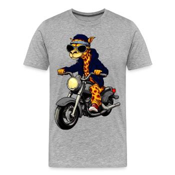 Girafes moto - T-shirt bio Premium Homme - gris chiné - Devant - Damien (186cm)