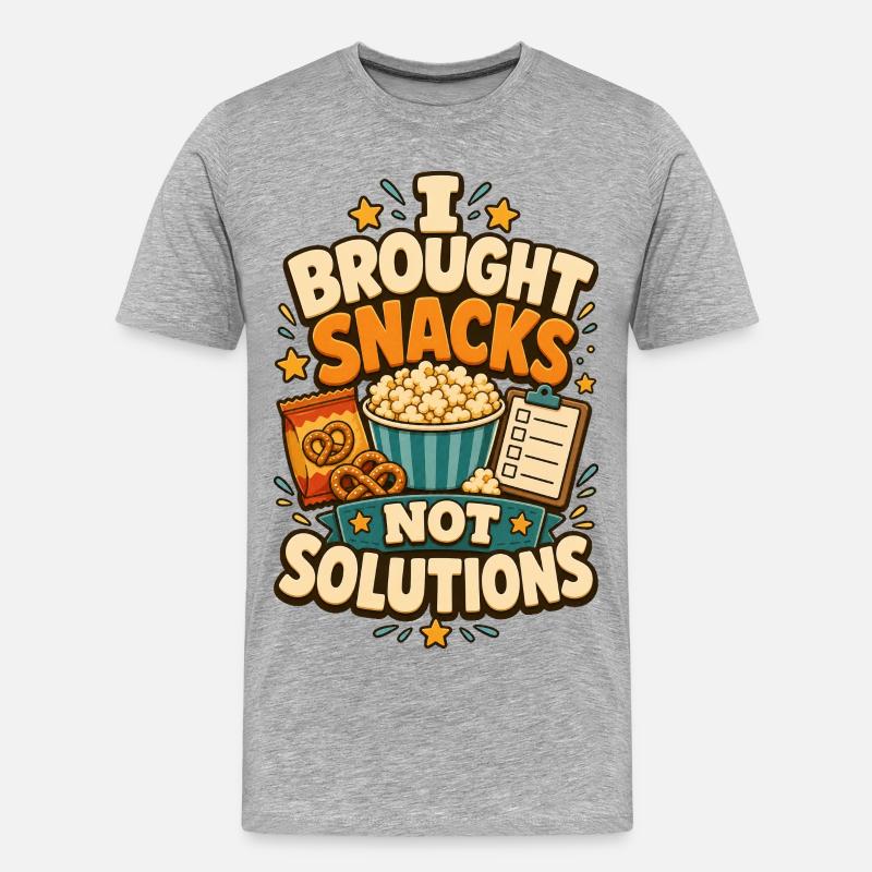 I Brought Snacks Not Solutions - Männer Premium Bio T-Shirt - Grau meliert