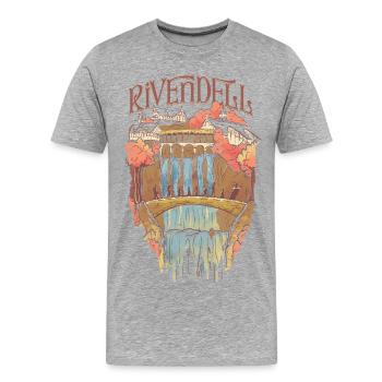 Le Seigneur Des Anneaux Fondcombe & Communauté - T-shirt bio Premium Homme - gris chiné - Devant - Damien (186cm)