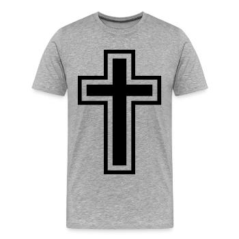 Christliches Kreuz - Männer Premium Bio T-Shirt - Grau meliert - Vorne - Damien (186cm)