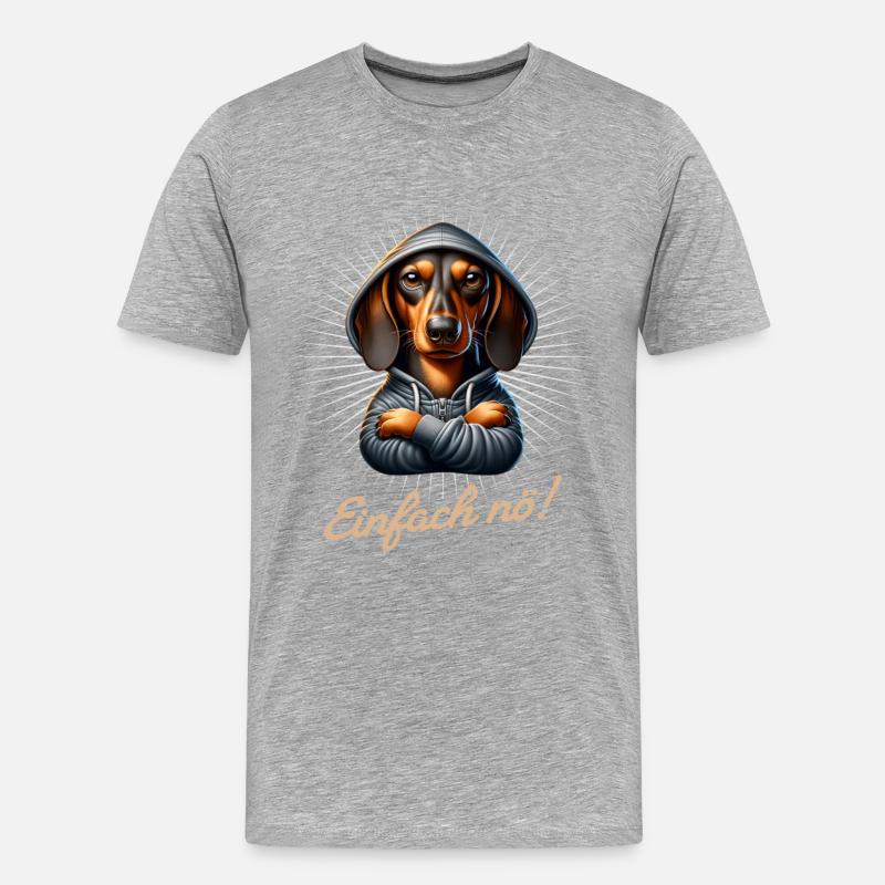 Einfach nö! Nein! - Dackel Teckel - Männer Premium Bio T-Shirt - Grau meliert