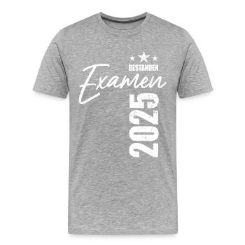 Examen bestanden 2025 - Prüfung - Erfolg - Männer Premium Bio T-Shirt - Grau meliert - Vorne - Damien (186cm)