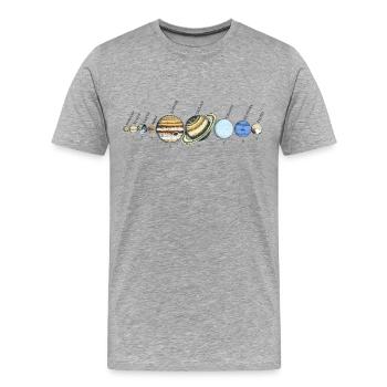 Système solaire Planètes astrophysiques, Système solaire - T-shirt bio Premium Homme - gris chiné - Devant - Damien (186cm)