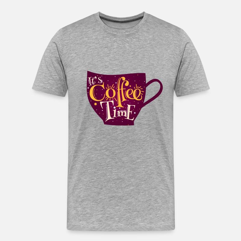 Kaffeezeit - Männer Premium Bio T-Shirt - Grau meliert