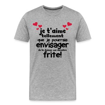 je t'aime tellement que je pourrais te donner... - T-shirt bio Premium Homme - gris chiné - Devant - Damien (186cm)