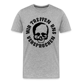 Wir treffen uns / Tod / Skull - Männer Premium Bio T-Shirt - Grau meliert - Vorne - Damien (186cm)