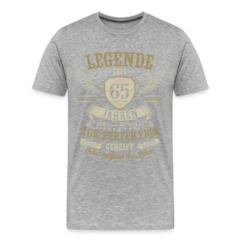65 Geburtstag Legende Geburtstagsspruch 65 Jahre - Männer Premium Bio T-Shirt - Grau meliert - Vorne - Damien (186cm)