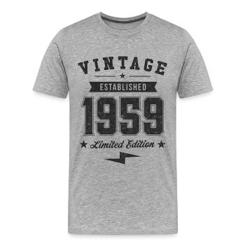 Millésime 1959 - T-shirt bio Premium Homme - gris chiné - Devant - Damien (186cm)