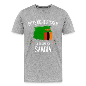 Bitte Nicht Stören Ich Träume Von Sambia - Männer Premium Bio T-Shirt - Grau meliert - Vorne - Damien (186cm)