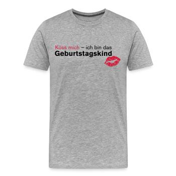 Kiss Me - Birthday Boy - Men's Premium Organic T-Shirt - heather grey - Front - Damien (186cm)
