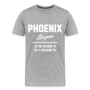 Koordinaten Von Phoenix Arizona - Männer Premium Bio T-Shirt - Grau meliert - Vorne - Damien (186cm)