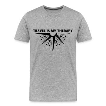 TRAVEL IS MY THERAPY (3) - Men's Premium Organic T-Shirt - heather grey - Front - Damien (186cm)