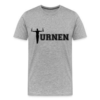 Turnen, Turner; Turner and Ringen - Männer Premium Bio T-Shirt - Grau meliert - Vorne - Damien (186cm)